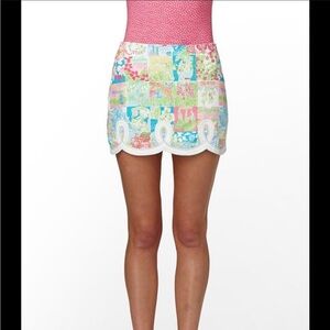 Lilly Pulitzer Multicolor Patchwork Scalloped Skirt State of Mind Size 8